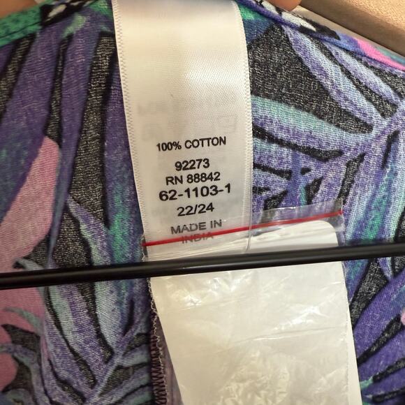 SWIMSUITS FOR ALL NWT Women's PLUS 22 24 Cover Up Top Caftan Cotton Multicolor - Picture 9 of 13